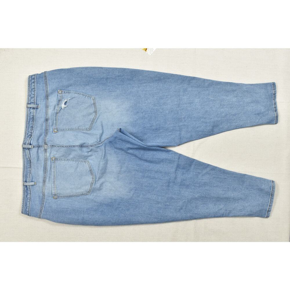 Lane Bryant Boyfriend Jeans Size 28 Distressed Patchwork Blue Denim Stretch - Picture 4 of 8